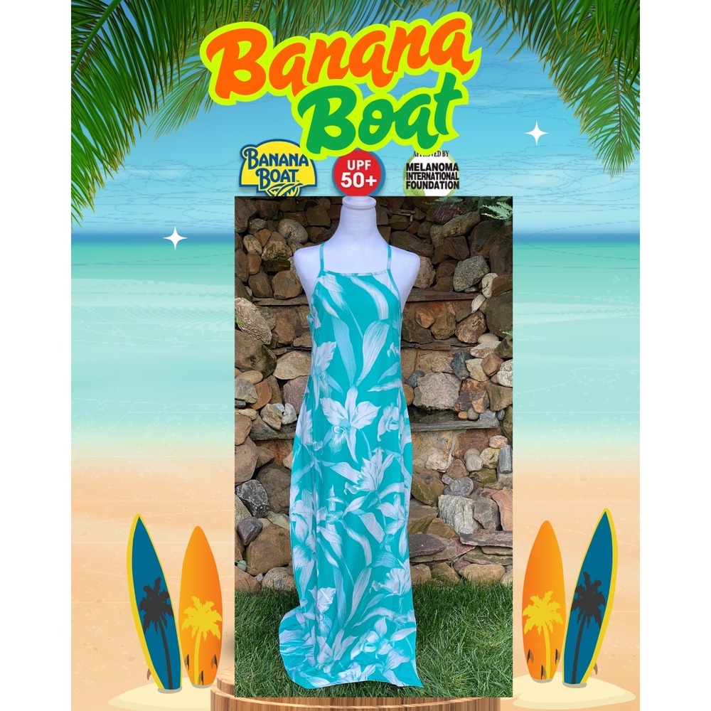 Banana Boat Sundress Size Medium New with Tags Teal Floral UPF 50+ Maxi